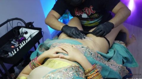 Saanvi Bahl - Indian Bhabhi can't stop Squirting while getting a Tattoo